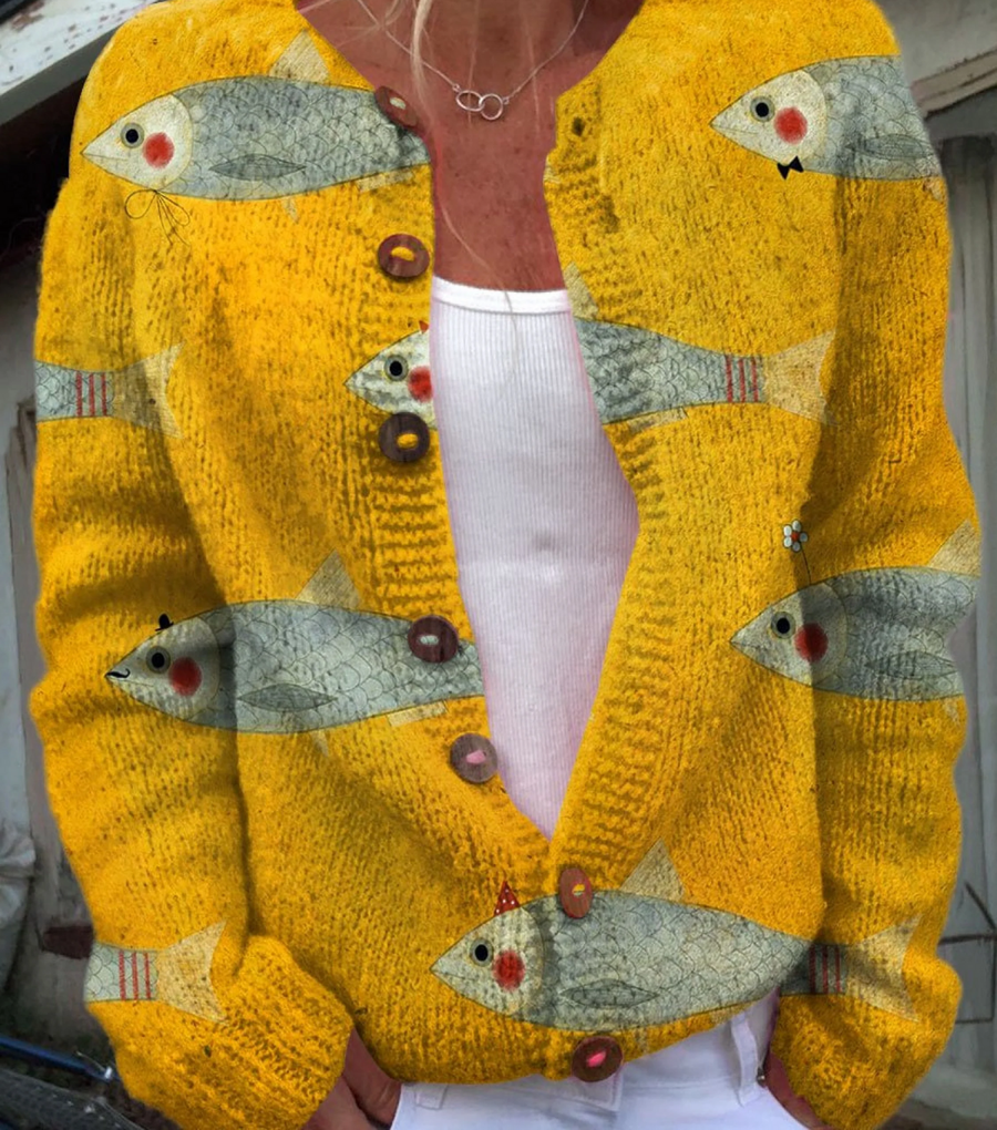 The Lucrezia Fish Print Cardigan