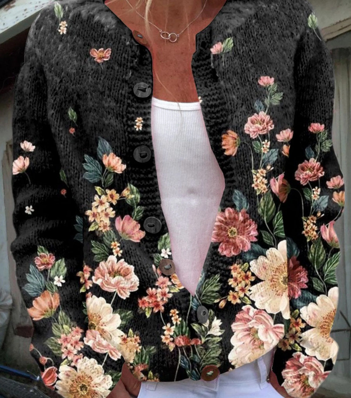 The Severina Midnight Floral Cardigan