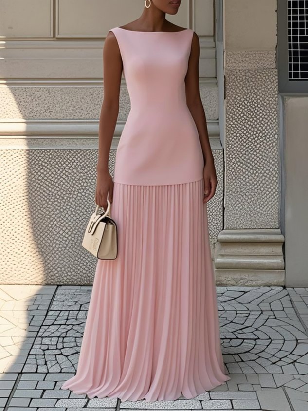 The Geraldine Pleated Maxi Dress