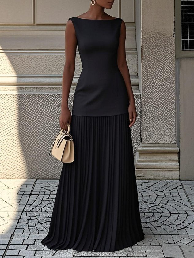 The Geraldine Pleated Maxi Dress
