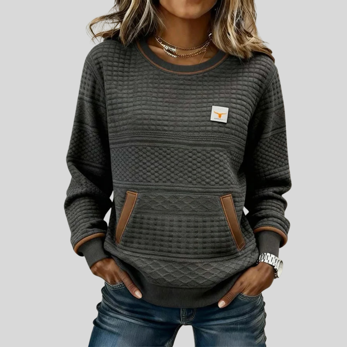 The Anna Quilted Crew Sweatshirt
