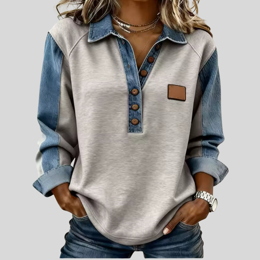 The Della Denim Collar Pullover