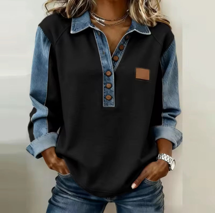 The Della Denim Collar Pullover