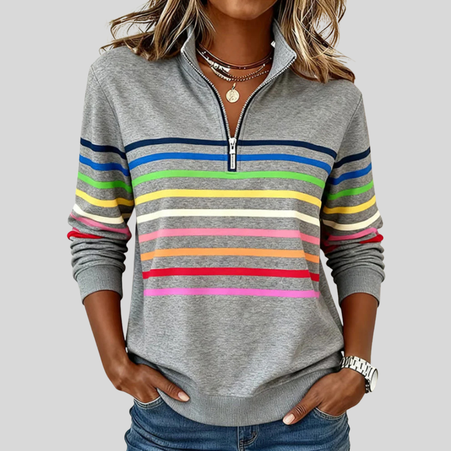 The Lena Striped Quarter Zip