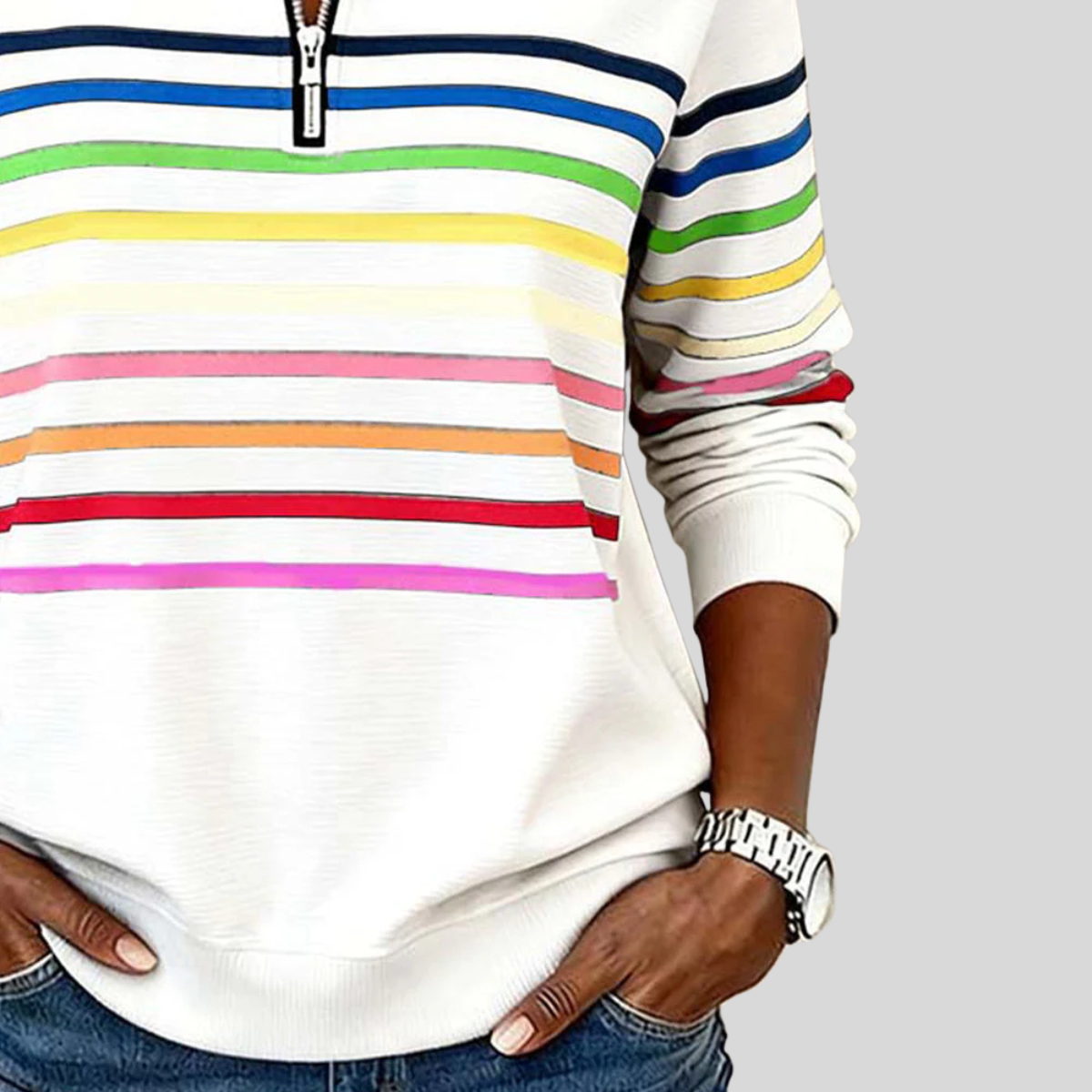 The Lena Striped Quarter Zip