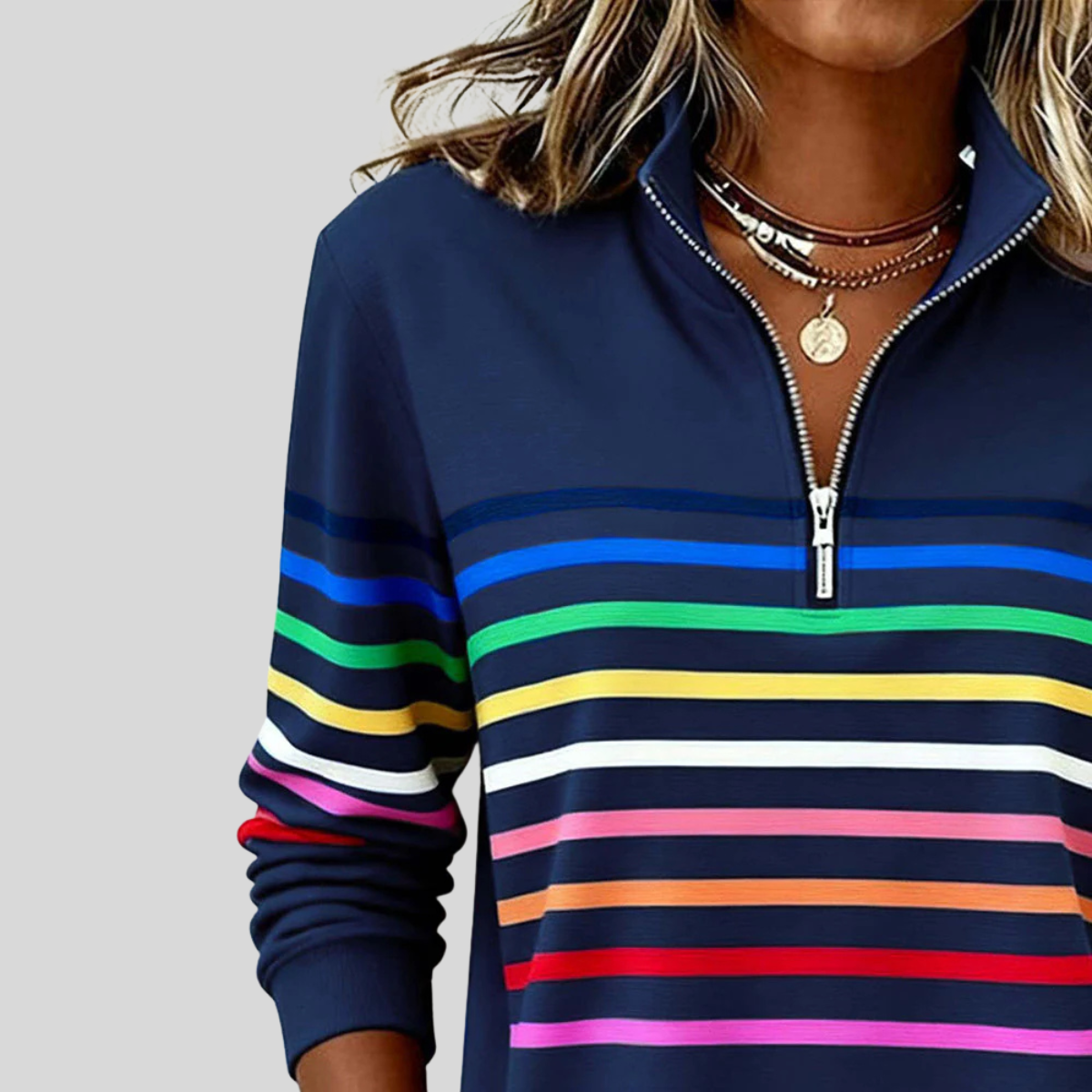 The Lena Striped Quarter Zip