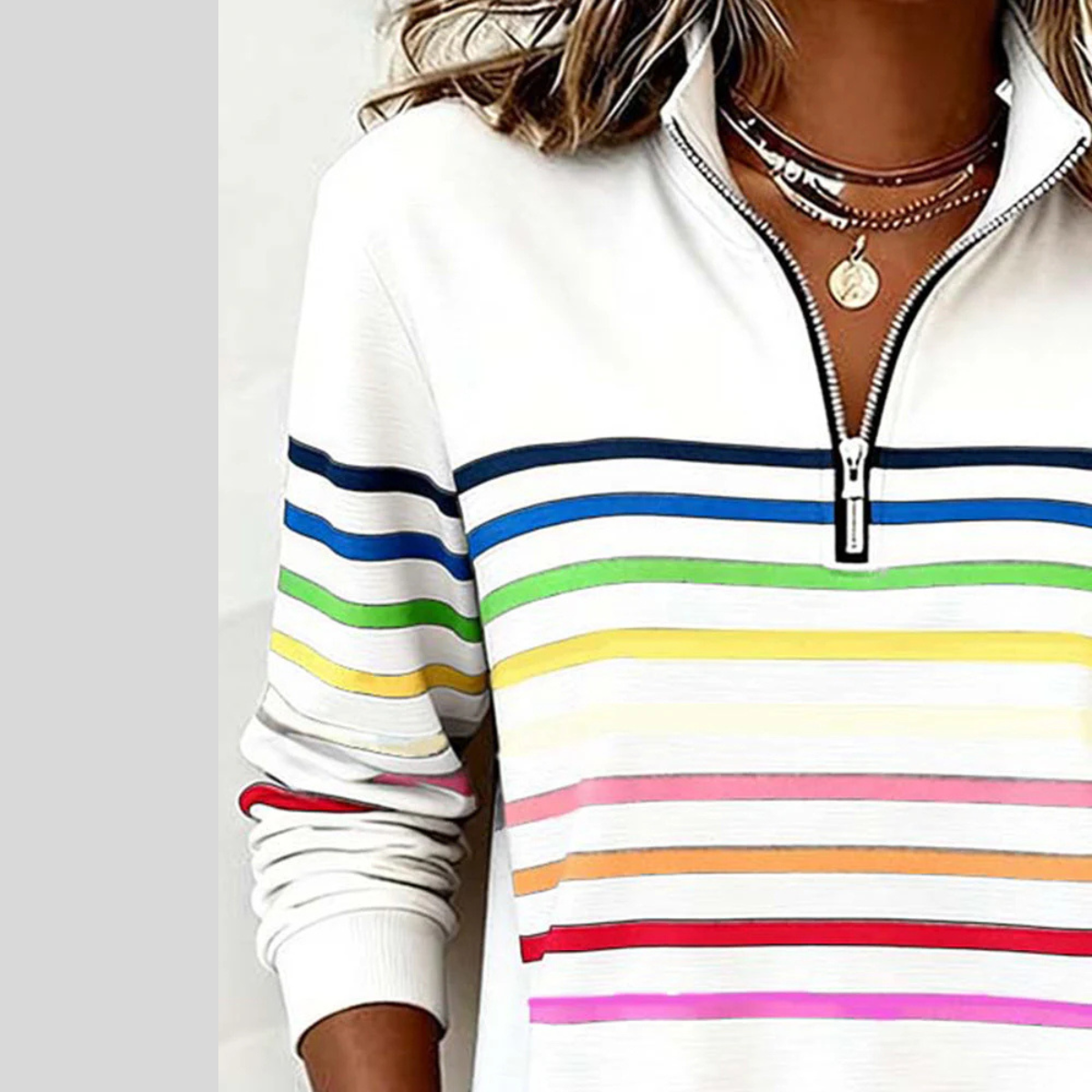 The Lena Striped Quarter Zip