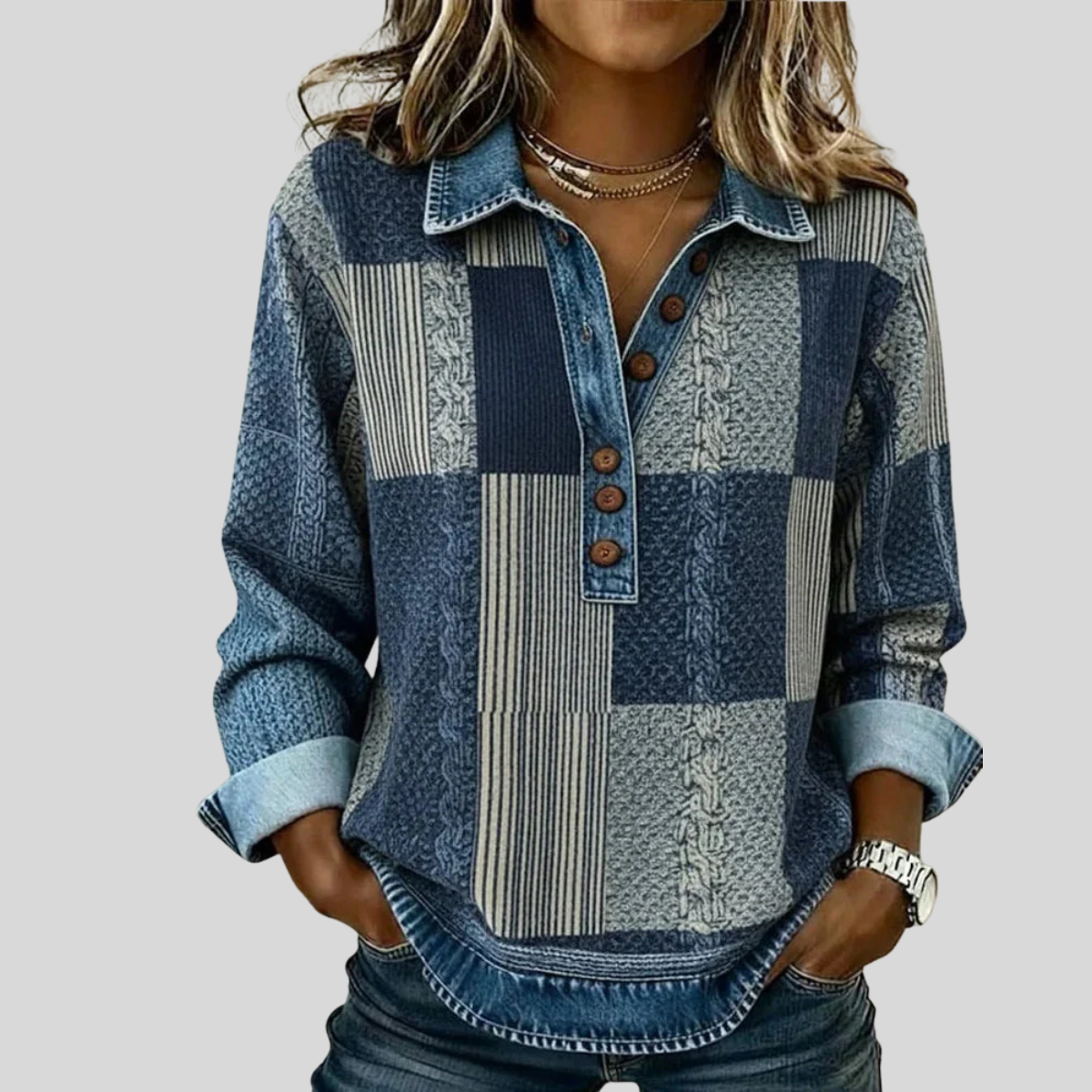 The Lucy Patchwork Collar Sweatshirt