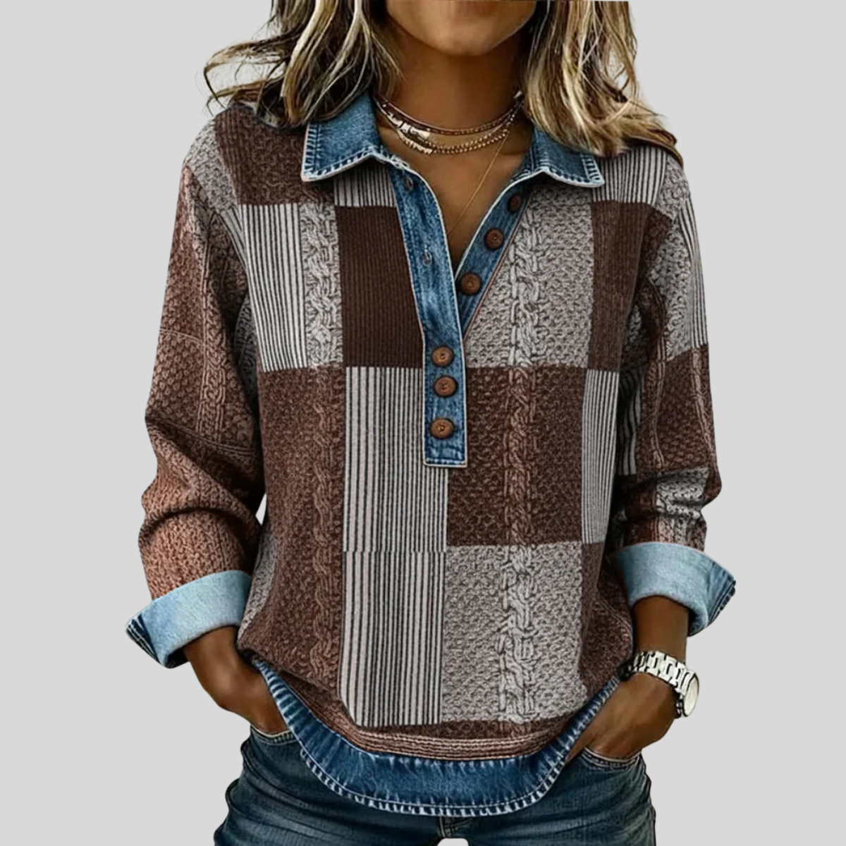 The Lucy Patchwork Collar Sweatshirt
