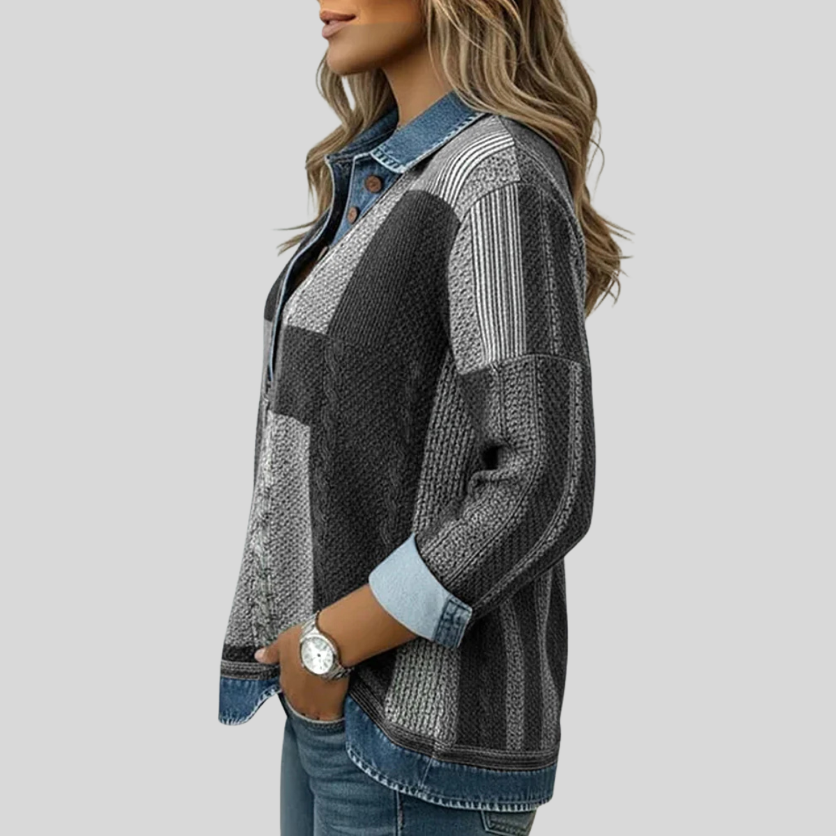The Lucy Patchwork Collar Sweatshirt