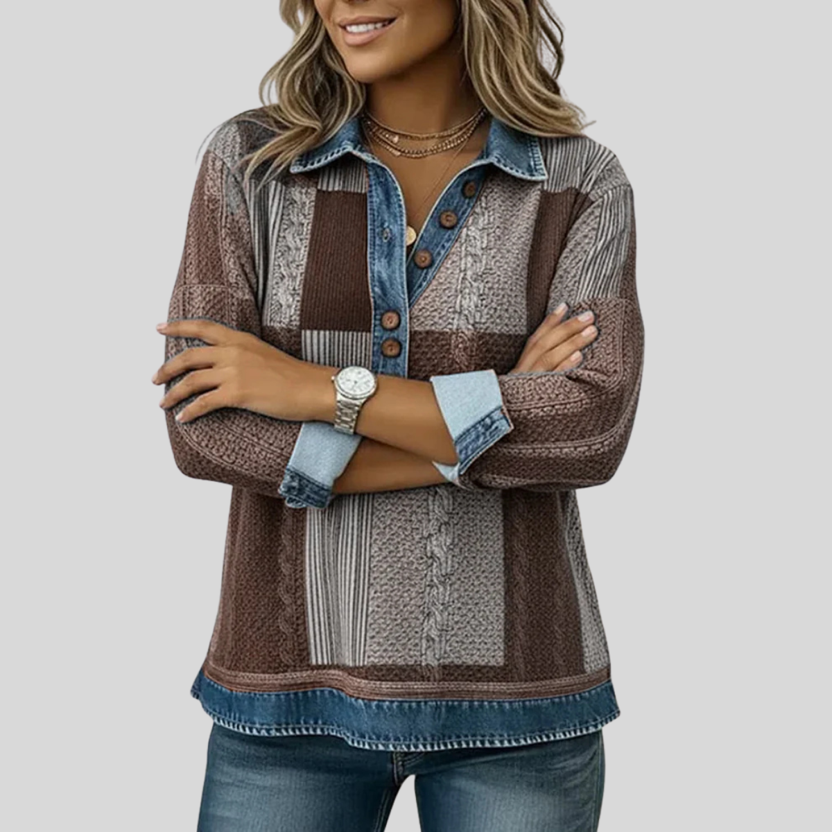 The Lucy Patchwork Collar Sweatshirt