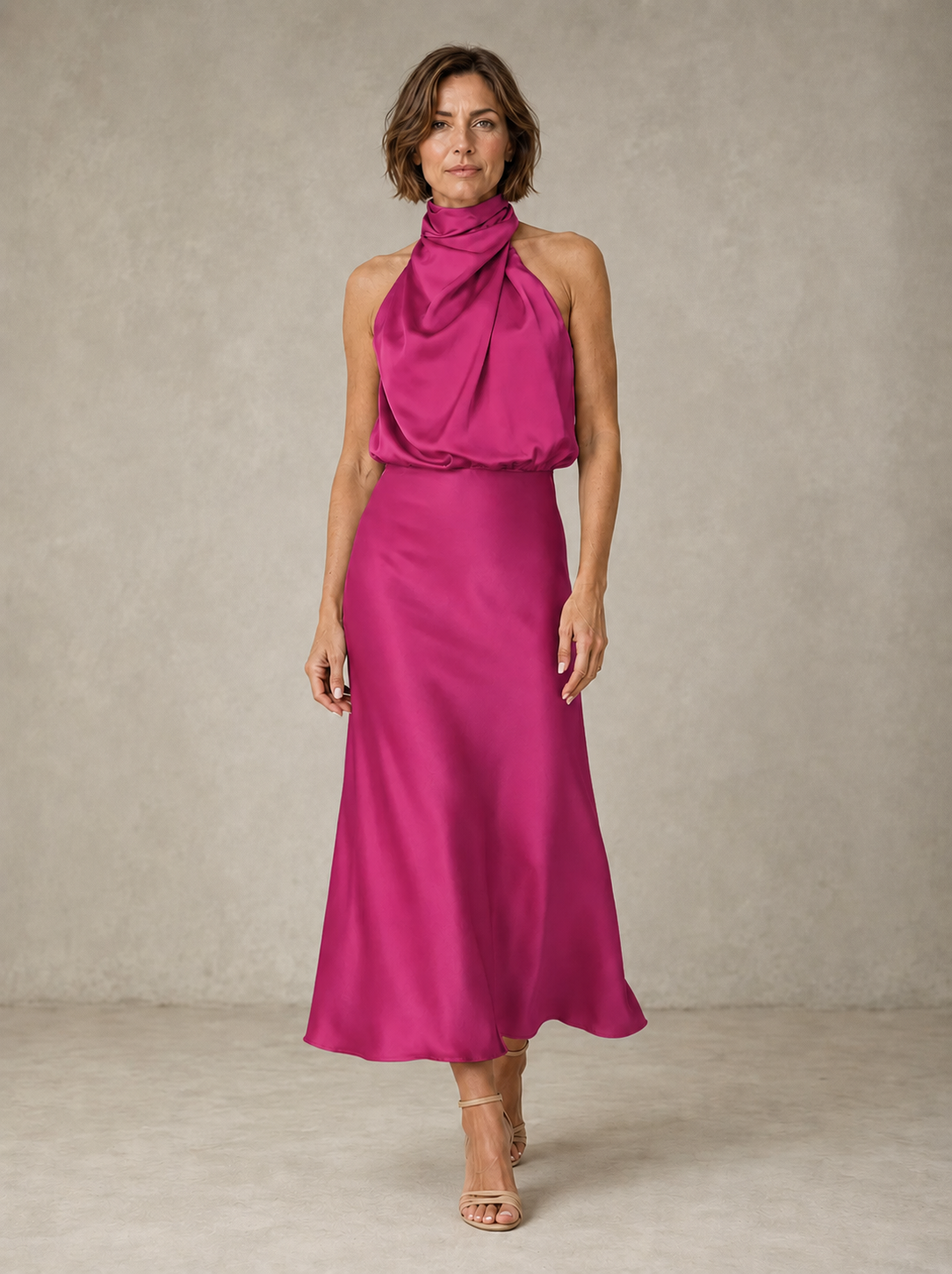 The Teresa Satin Midi Dress